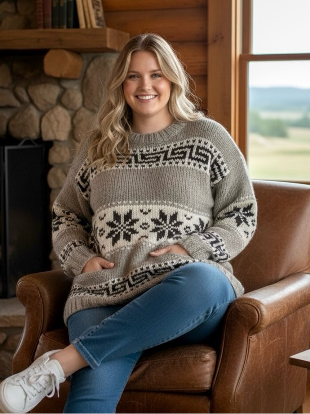 Cowichan Chunky Wool Sweater - 2X/3X - Picture 2 of 6